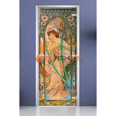 Стеклянная межкомнатная дверь DoorWood с фотопечатью Painting-12, 2000х700 мм