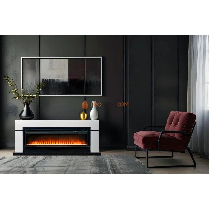 Каминокомплект Royal Flame Lindos 60 - Белый с черным с очагом Vision 60 LOG LED