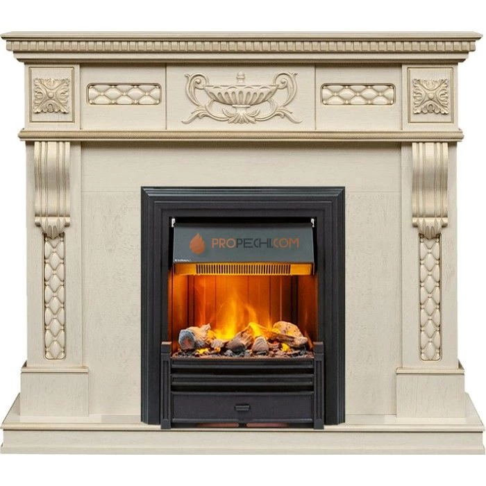Каминокомплект Dimplex Corsica - Слоновая кость с патиной (Ширина 1100) с очагом Brookline Black