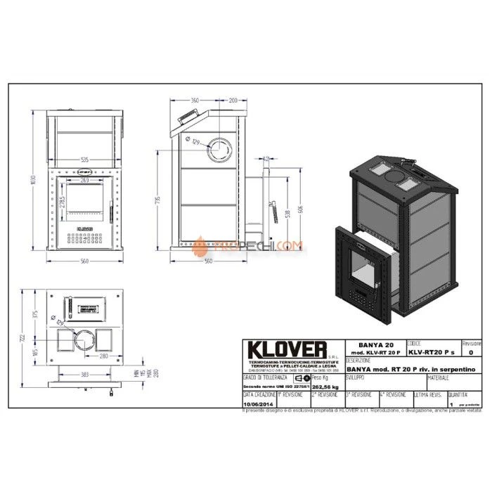 Дровяная печь для бани Klover RT 20P ( Талькомагнезит 30мм)