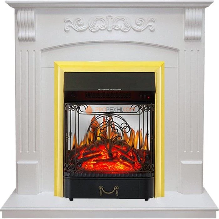 Каминокомплект Royal Flame Sorrento - Белый дуб с очагом Majestic FX M Brass