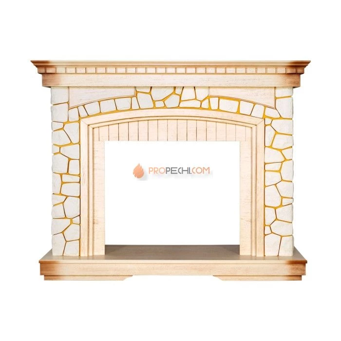 Каминокомплект Royal Flame Glasgow - Слоновая кость с патиной с Электрическим очагом Royal Flame Emerald 28