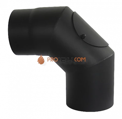 Отвод черный КПД 90* d200 2 мм с ревизией