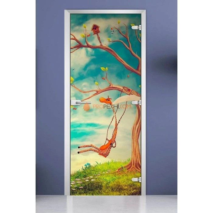 Стеклянная межкомнатная дверь DoorWood с фотопечатью Kids-14, 2000х700 мм