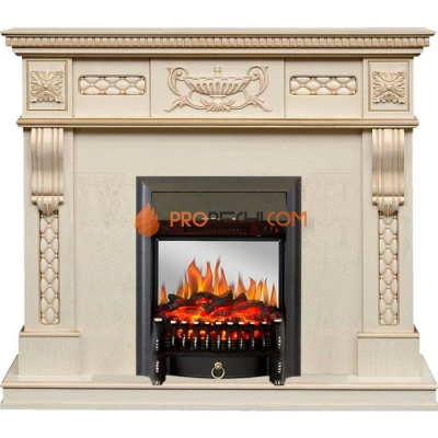 Каминокомплект Royal Flame Corsica - Слоновая кость с патиной (Ширина 1100) с очагом Fobos FX M Black