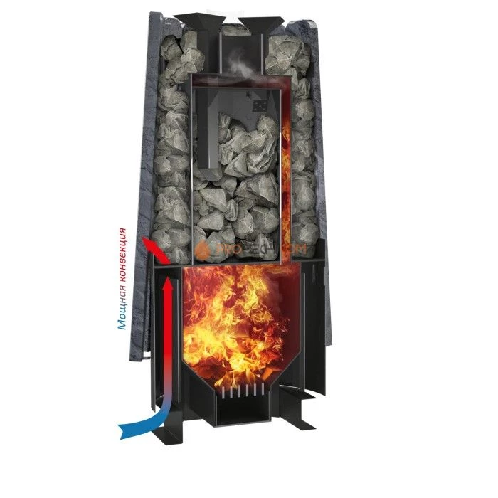 Дровяная печь для бани Grill’D Cometa 180 Vega Short, Stone (Серпентинит)