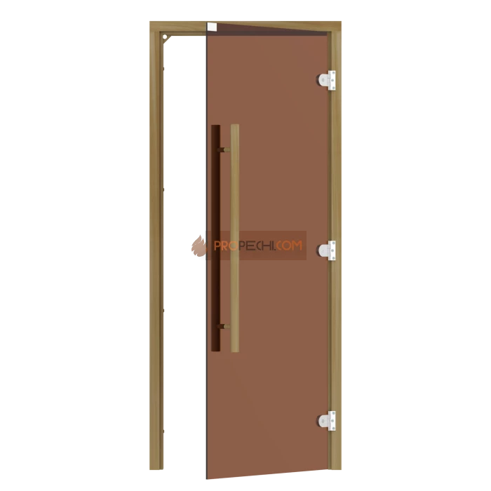 Дверь для бани стеклянная SAWO 741-3SGD-L-2 7/19, бронза, левая, без порога, кедр, прямая ручка