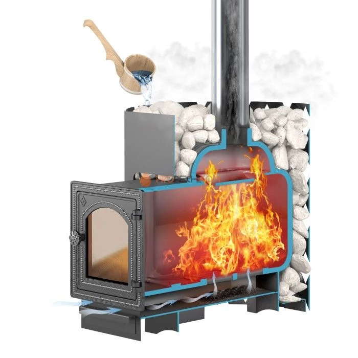 Печь для бани ЭТНА 18 (Панорама)  Закрытая каменка