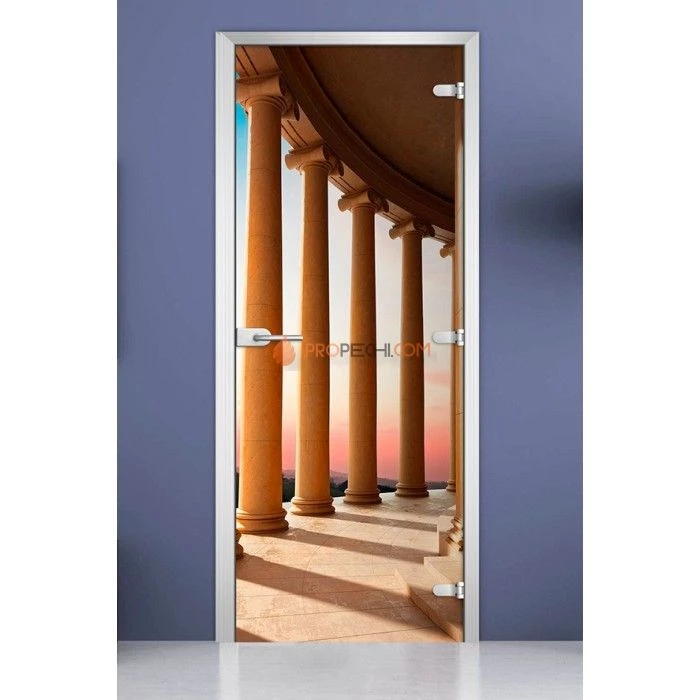 Стеклянная межкомнатная дверь DoorWood с фотопечатью City-19, 2000х600 мм
