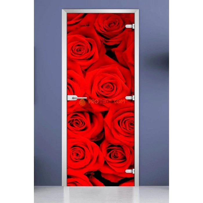 Стеклянная межкомнатная дверь DoorWood с фотопечатью Flowers-08, 2000х700 мм