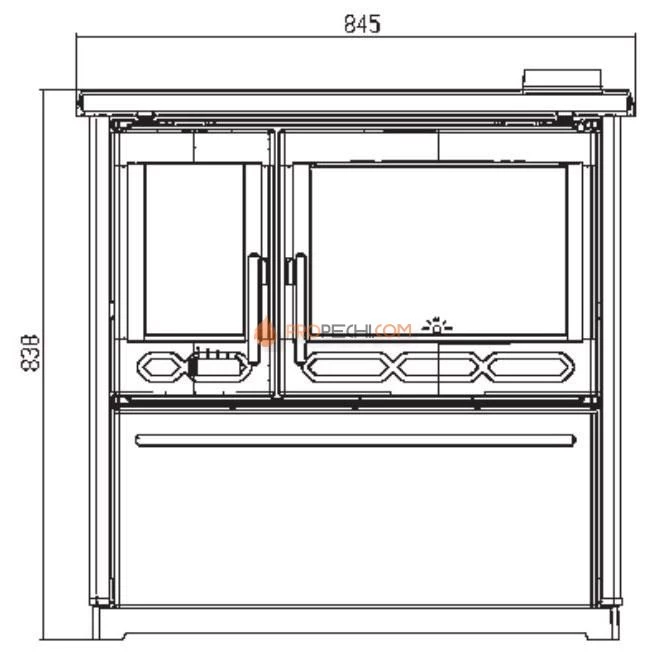 Плита Plamen 850 Glas белая, труба справа