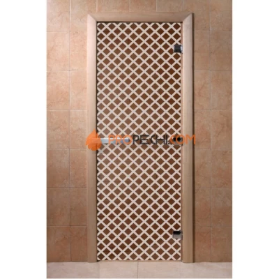 Дверь для бани DoorWood с рисунком Мираж Бронза, 2000x600 мм