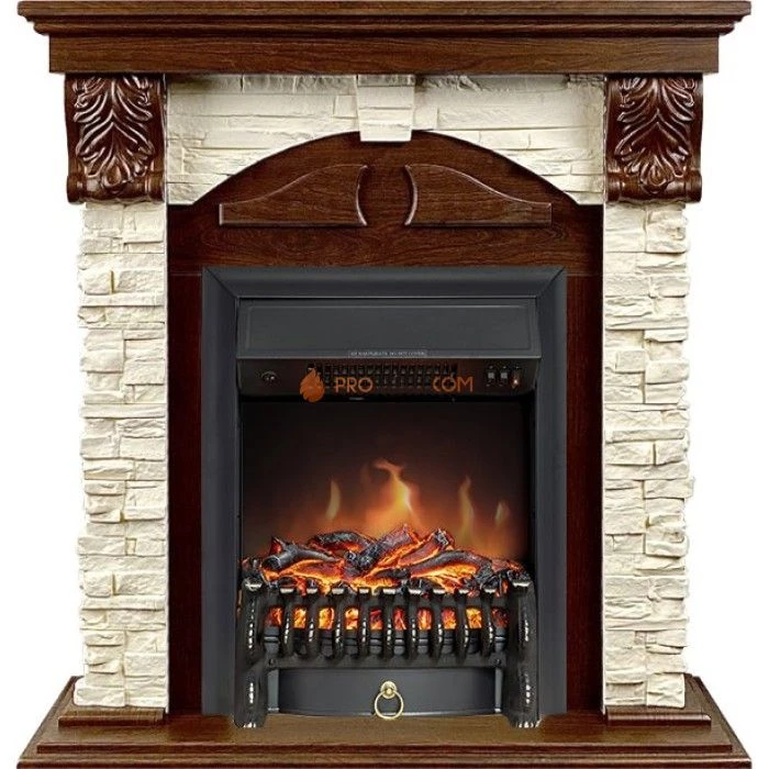 Каминокомплект Royal Flame Dublin (Разборный) - Орех каньон / Сланец с очагом Fobos FX Black