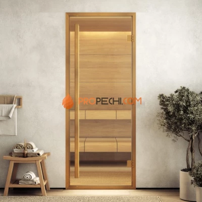 Дверь для хамама DoorWood АРТ Wood 12 Сатин, 2100x800 мм