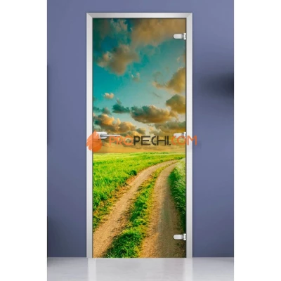 Стеклянная межкомнатная дверь DoorWood с фотопечатью Nature-01, 2000х600 мм