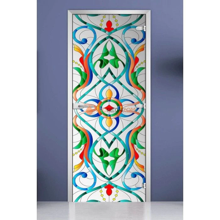 Стеклянная межкомнатная дверь DoorWood с фотопечатью Stained Glass-08, 2000х700 мм