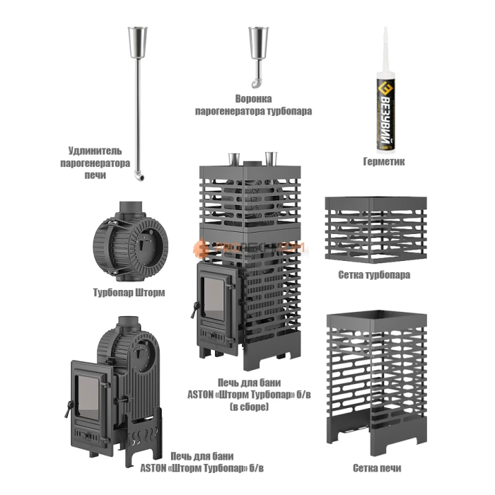 Печь для бани ASTON Шторм 26 Турбопар б/в (350)