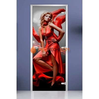Стеклянная межкомнатная дверь DoorWood с фотопечатью Woman-05, 2000х700 мм
