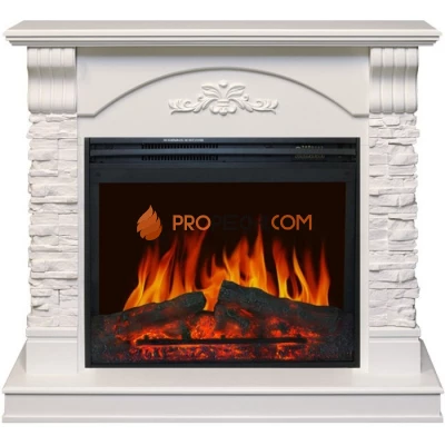 Каминокомплект Royal Flame Prague - Сланец белый / Белый с очагом Jupiter FX New