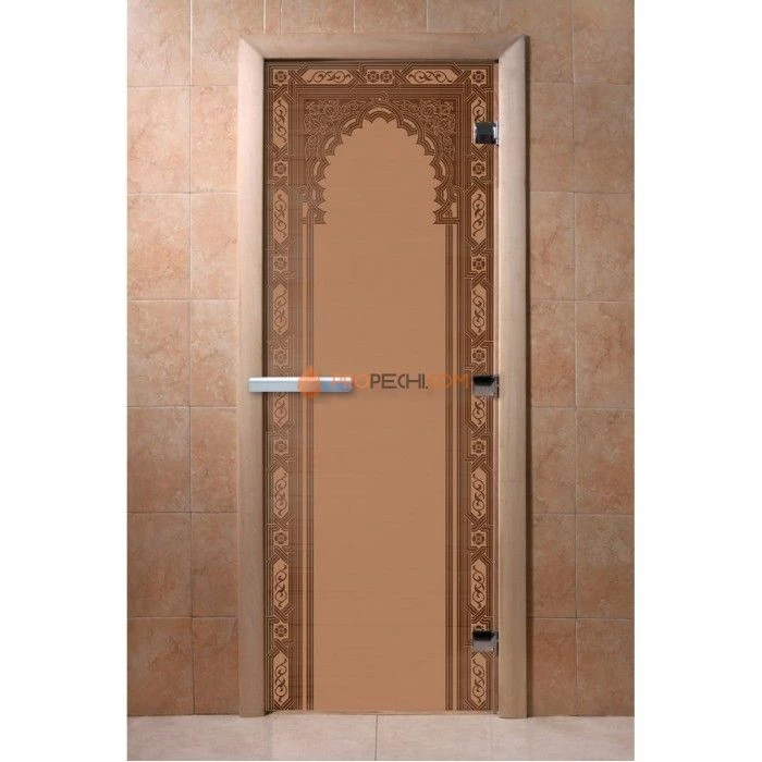 Дверь для бани DoorWood с рисунком Восточная арка Бронза матовая, 2000x700 мм