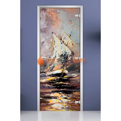 Стеклянная межкомнатная дверь DoorWood с фотопечатью Painting-02, 2000х800 мм