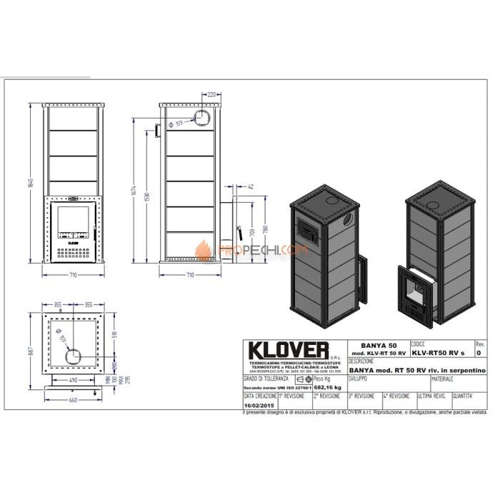 Дровяная печь для бани Klover RT 50-RV ( Талькомагнезит 30 мм )