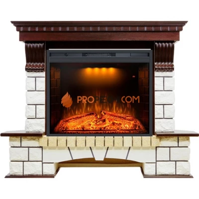 Каминокомплект Royal Flame Pierre - Темный дуб / Белый (Высота 1045мм) с Электрическим очагом Royal Flame Emerald 28
