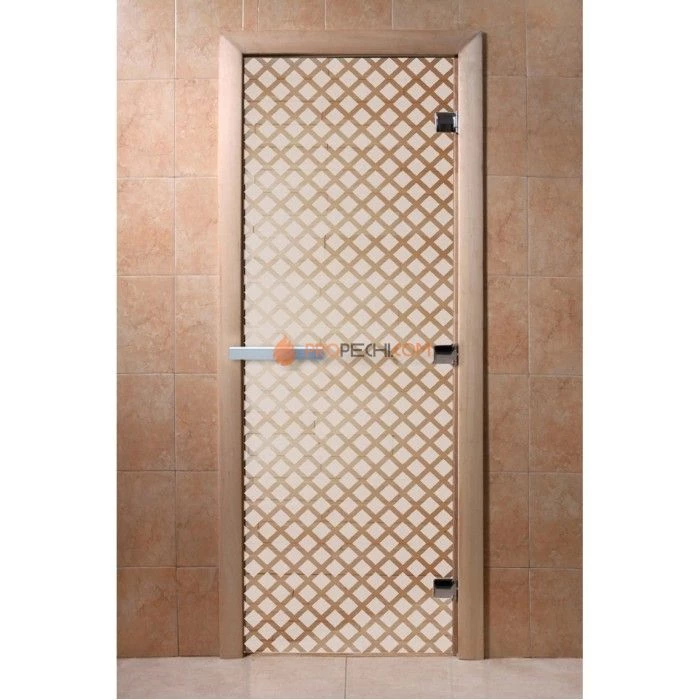 Дверь для бани DoorWood с рисунком Мираж Сатин, 2000x900 мм