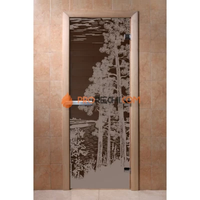 Дверь для бани DoorWood с рисунком Рассвет Черный жемчуг, 2000x800 мм