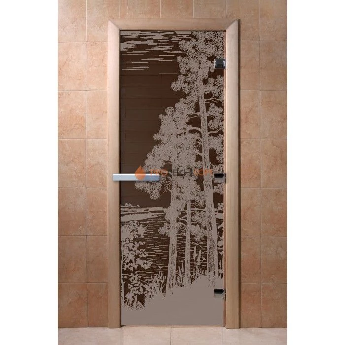 Дверь для бани DoorWood с рисунком Рассвет Черный жемчуг, 2000x800 мм