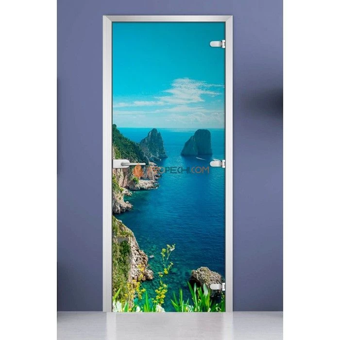 Стеклянная межкомнатная дверь DoorWood с фотопечатью Nature-11, 2000х600 мм