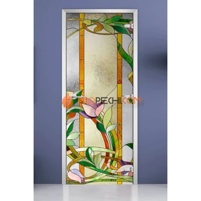 Стеклянная межкомнатная дверь DoorWood с фотопечатью Stained Glass-04, 2000х800 мм