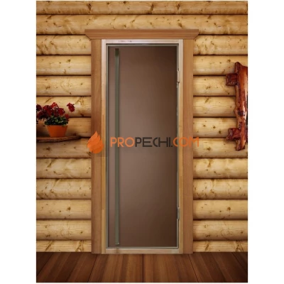 Дверь для бани DoorWood Престиж Flash Royal Бронза матовая, 2000x800 мм
