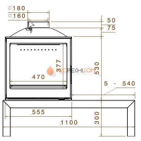 Печь-камин Liseo Castiron LCI 5 GF Table
