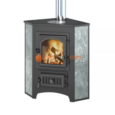 Печь-камин Везувий ПК-01(220) угловой с конфоркой, талькохлорит