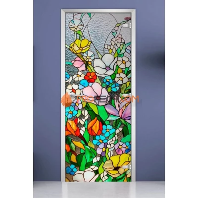 Стеклянная межкомнатная дверь DoorWood с фотопечатью Stained Glass-03, 2000х800 мм