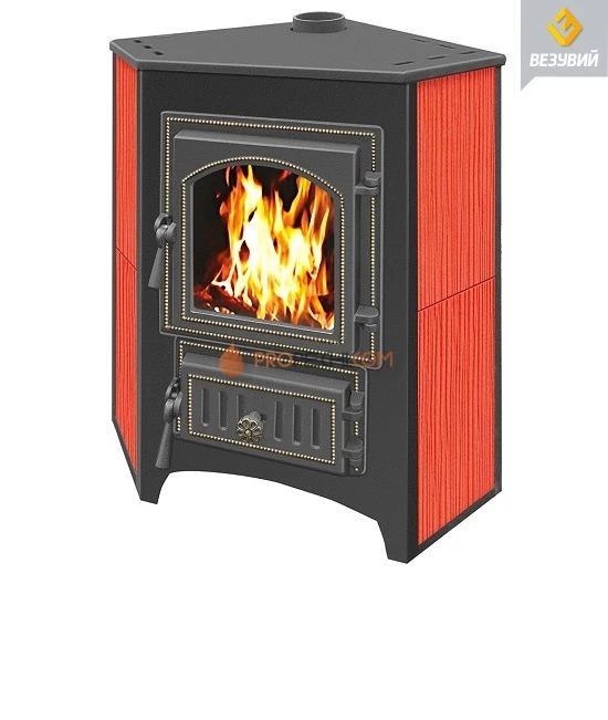 Печь-камин Везувий ПК01 (220) угловой (красный) 9 кВт
