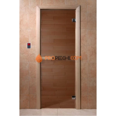 Дверь для бани DoorWood Бронза 1900x700 мм, 6 мм, 2 петли
