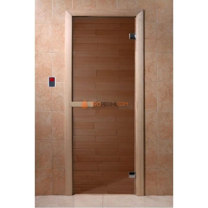 Дверь для бани DoorWood Бронза 1900x700 мм, 6 мм, 2 петли