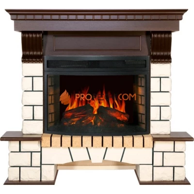 Каминокомплект Royal Flame Pierre Luxe - Белый / Темный дуб (Ширина 1150 мм) с очагом Dioramic 25 LED FX