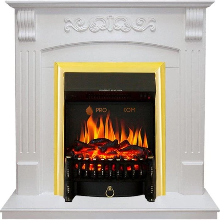 Каминокомплект Royal Flame Sorrento - Белый дуб с очагом Fobos FX Brass