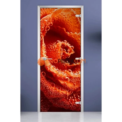 Стеклянная межкомнатная дверь DoorWood с фотопечатью Flowers-04, 2000х800 мм