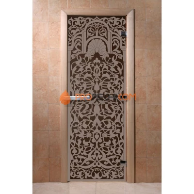 Дверь для бани DoorWood с рисунком Флоренция Черный жемчуг матовая, 2000x800 мм