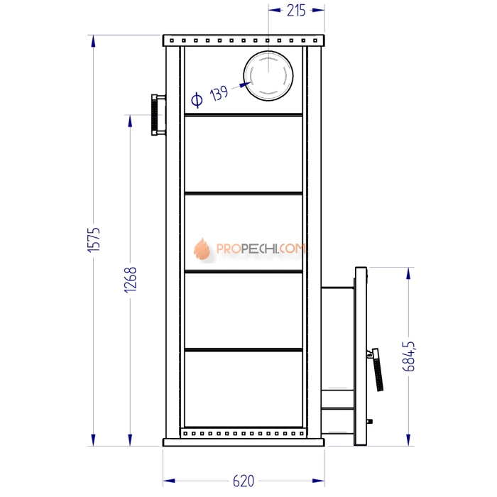 Газовая печь для бани Klover RT 35-RV 310S ( Талькомагнезит Скала, прямые углы )