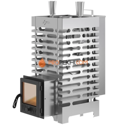 Дровяная печь для бани ASTON 20 INOX стекло АКВА