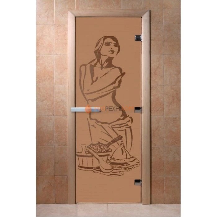 Дверь для бани DoorWood с рисунком Искушение Бронза матовая, 1800x600 мм