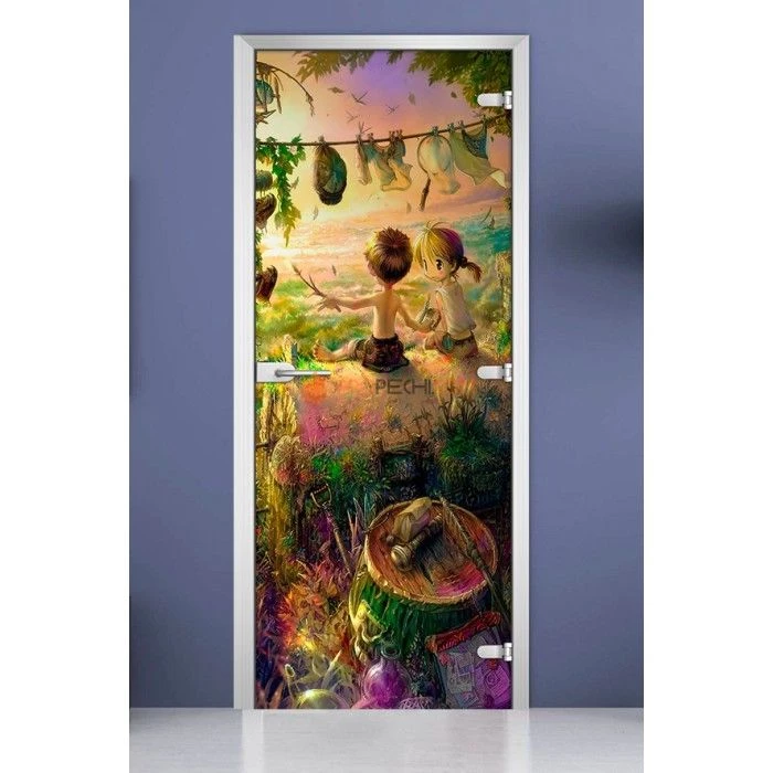 Стеклянная межкомнатная дверь DoorWood с фотопечатью Kids-20, 2000х800 мм