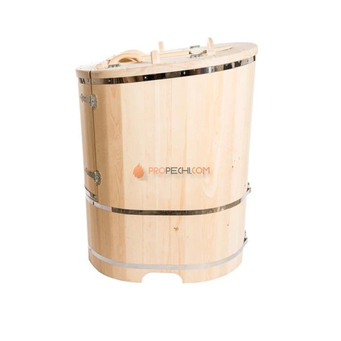 Фитобочка овальная НКЗ PREMIUM из кедра, со скошенной крышкой, 130x78x100 см / 25 мм