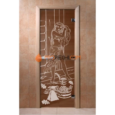 Дверь для бани DoorWood с рисунком Дженифер Бронза, 2000x700 мм