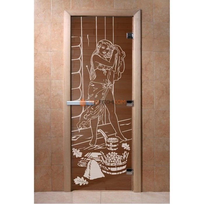 Дверь для бани DoorWood с рисунком Дженифер Бронза, 2000x700 мм
